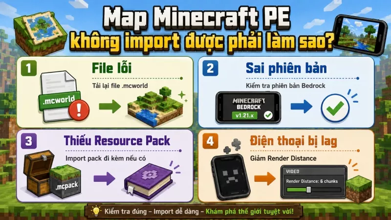 Map Minecraft PE không import được phải làm sao.
