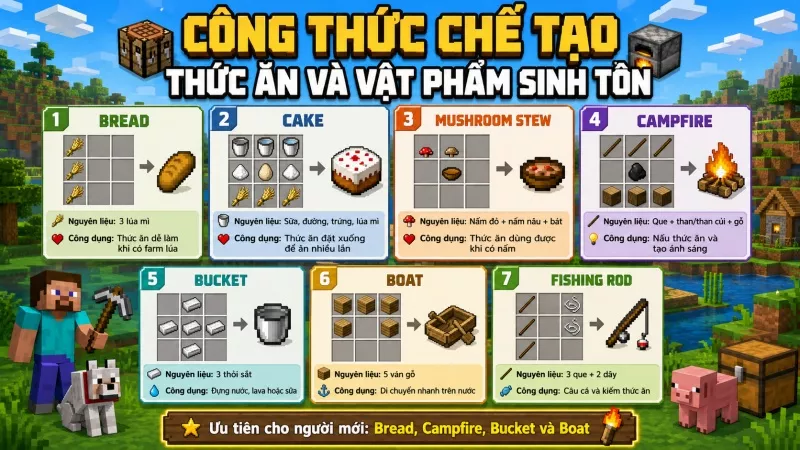 Công Thức Chế Tạo Thức Ăn Và Vật Phẩm Sinh Tồn