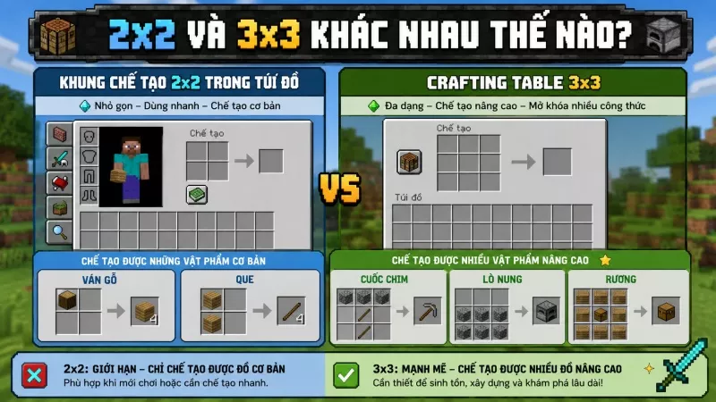 Lưu Ý Khi Chế Tạo Đồ Trong Minecraft PE
