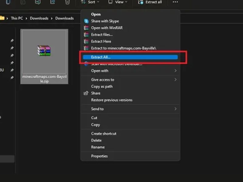 Giải nén file Map Minecraft được tải về 
