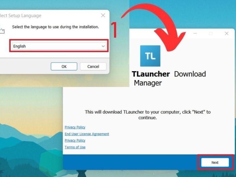 Lựa Chọn Ngôn Ngữ Và Tiếp Tục Tải Minecraft TLauncher 