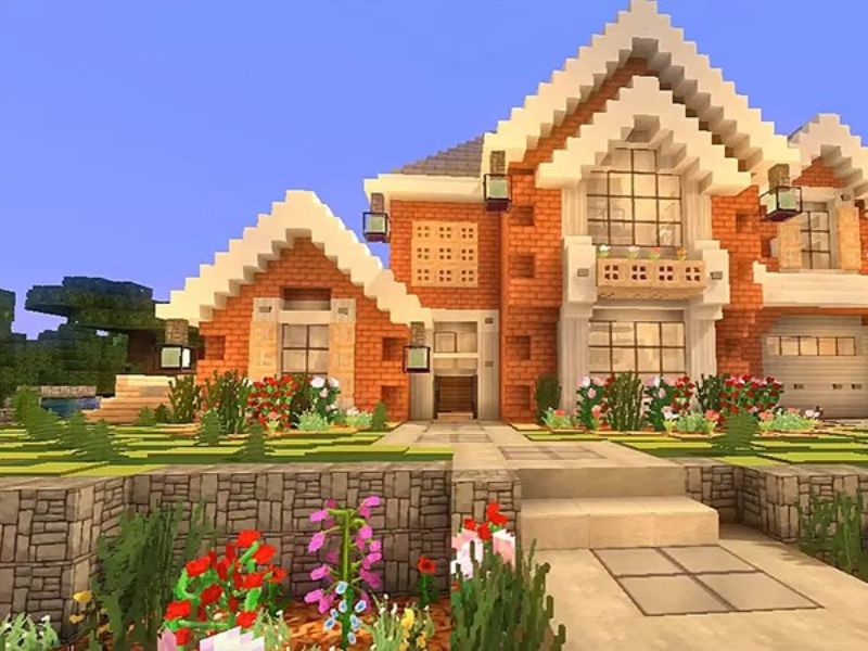 Mẫu Nhà Biệt Thự Sân Vườn Trong Minecraft 