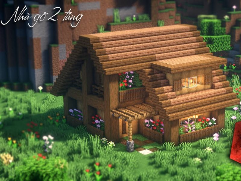 Mẫu Nhà Gỗ 2 Tầng Trong Minecraft 