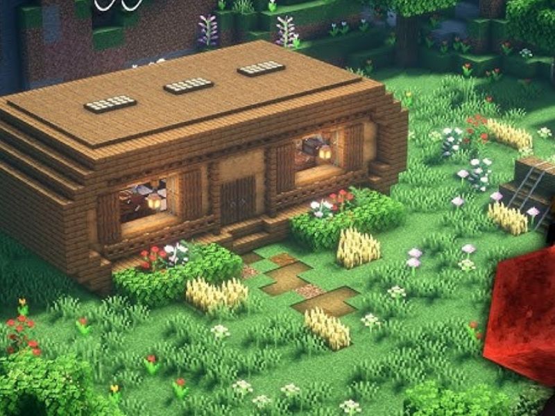 Mẫu Nhà Hiện Đại Bằng Gỗ Trong Minecraft Trong Rừng