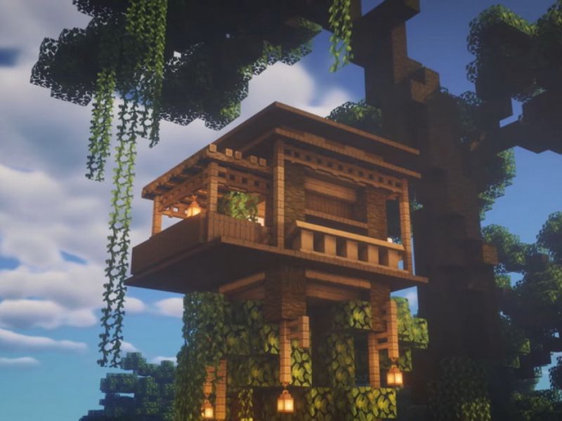 Mẫu Nhà Trên Cây Minecraft Trong Rừng
