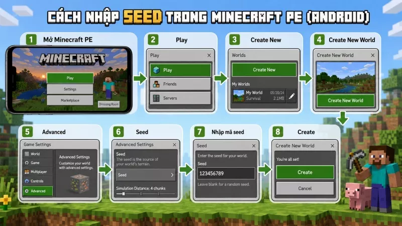 cách nhập seed Minecraft PE