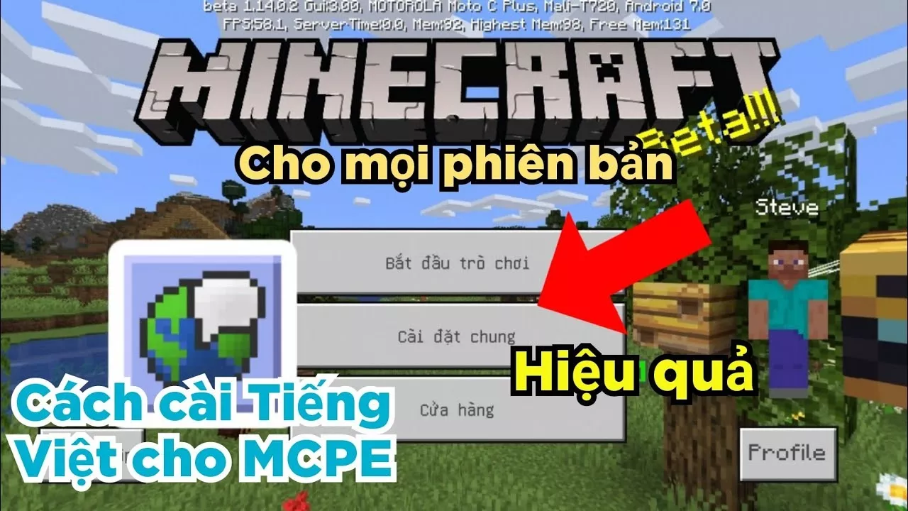 Cách cài đặt tiếng Việt cho Minecraft