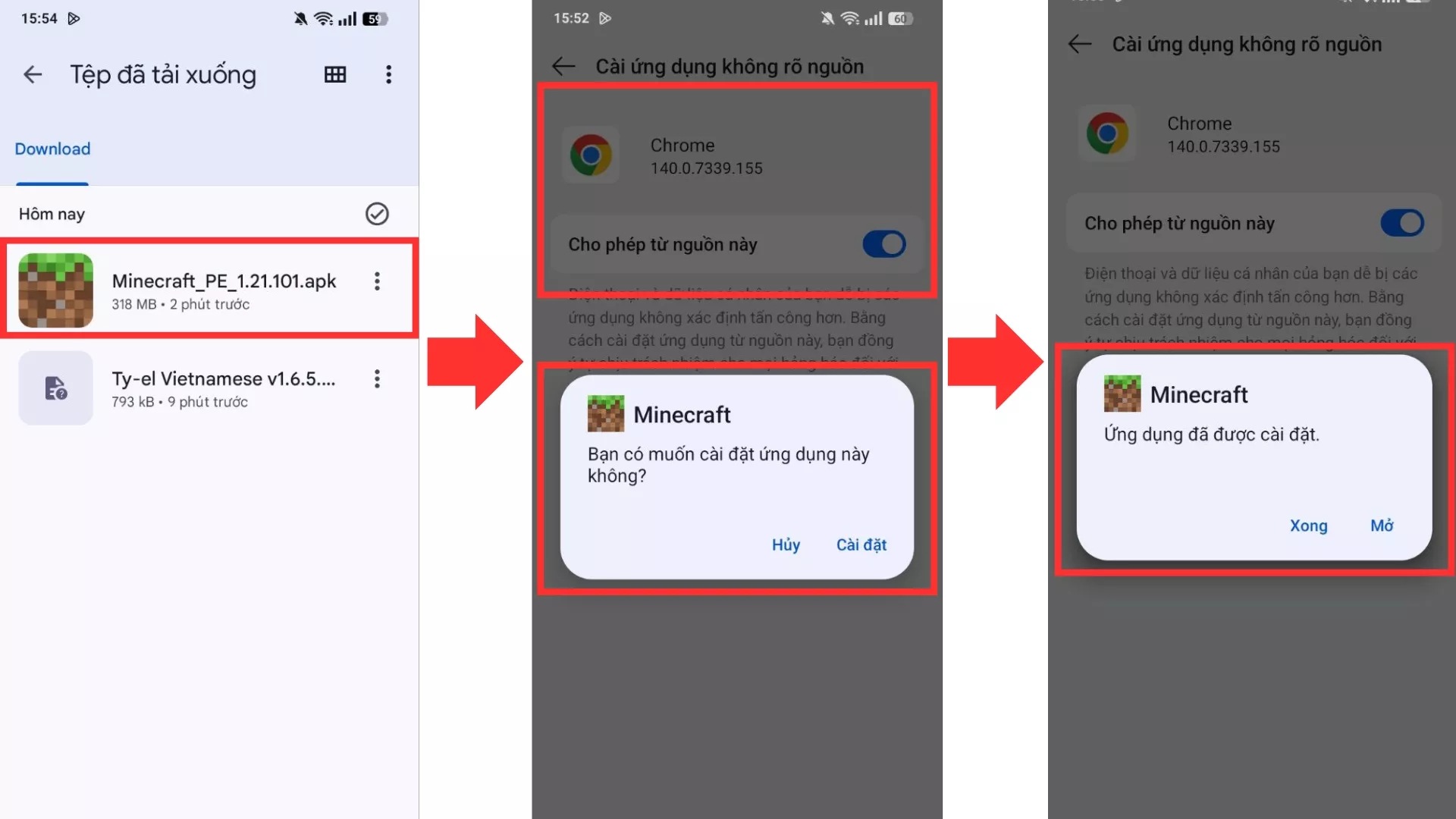 Cài đặt file Minecraft 1.21.101 Apk và mở trò chơi
