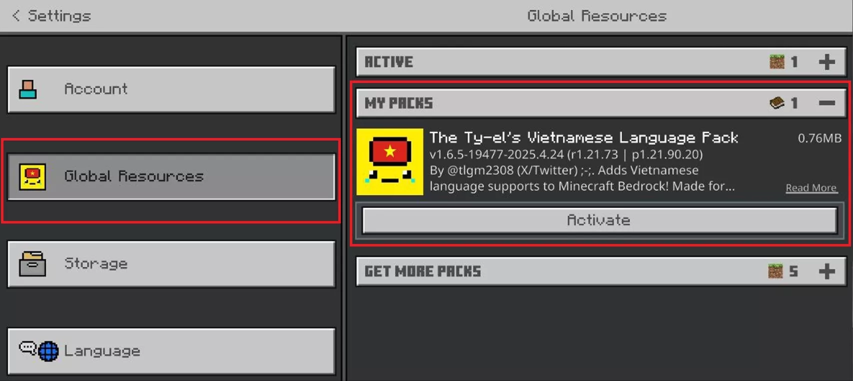 Cài đặt gói Pack trên Minecraft