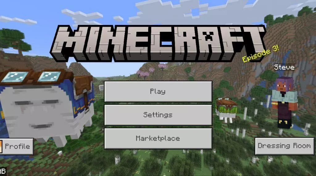Giao diện tiếng Anh sau khi mở trò chơi của Minecraft