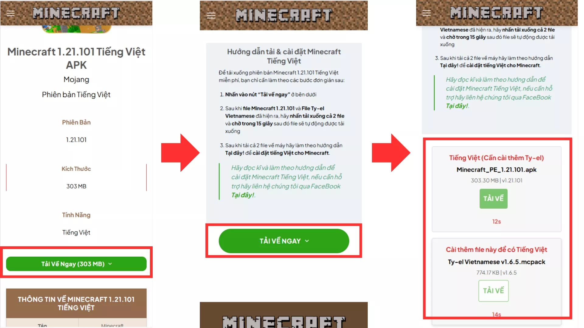 Tải file Minecraft 1.21.101 Apk và Ty-el Vietnamese về máy