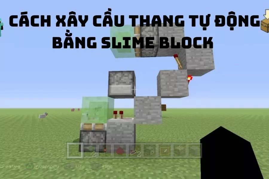 Cách Xây Cầu Thang Tự Động Bằng Slime Block Trong Minecraft